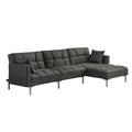 Gray Polyester L Shaped Sofa & Chaise, 2 Piece F5649