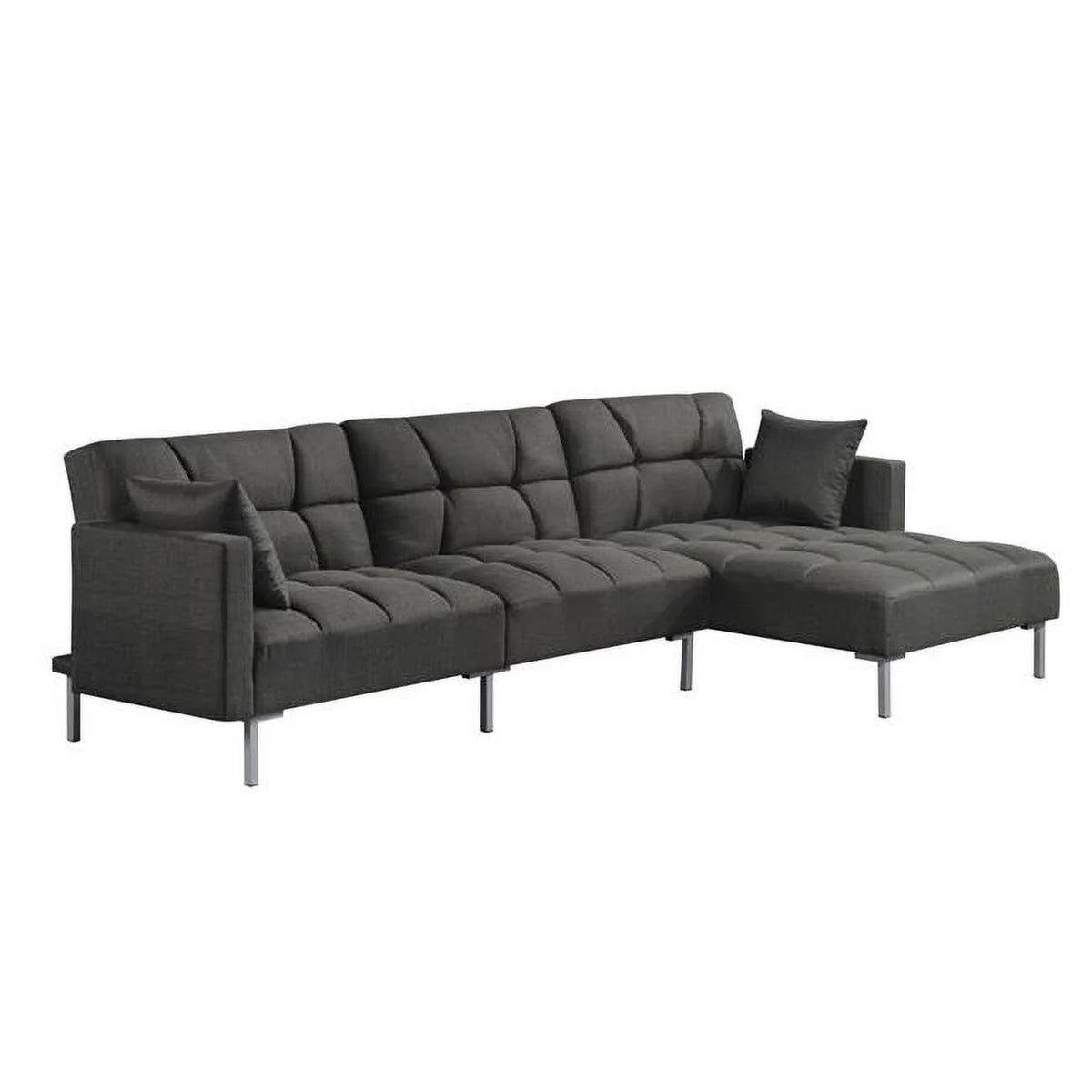 Gray Polyester L Shaped Sofa & Chaise, 2 Piece F5649