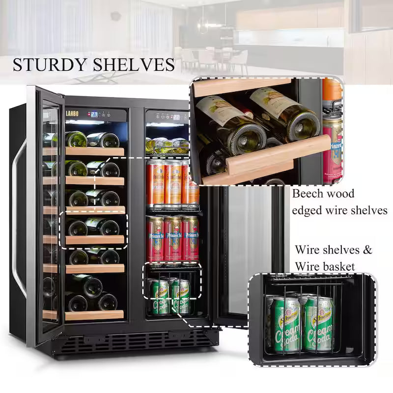 18-Bottle 55-Can Dual Zone Stainless Steel Wine Refrigerator H257