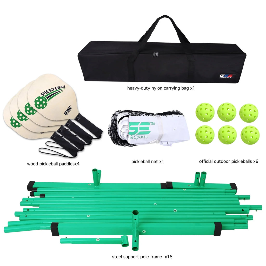 Portable Pickleball Net Set with 4 Paddles, 6 Pickleballs, Carrying Bag C351403