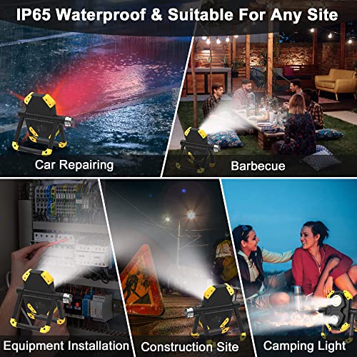 2 Pack Magnetic 6000 Lumen Rechargeable Folding Waterproof Led Work Light Y142322
