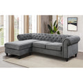 99" Gray Chesterfield Sofa with Chaise K856