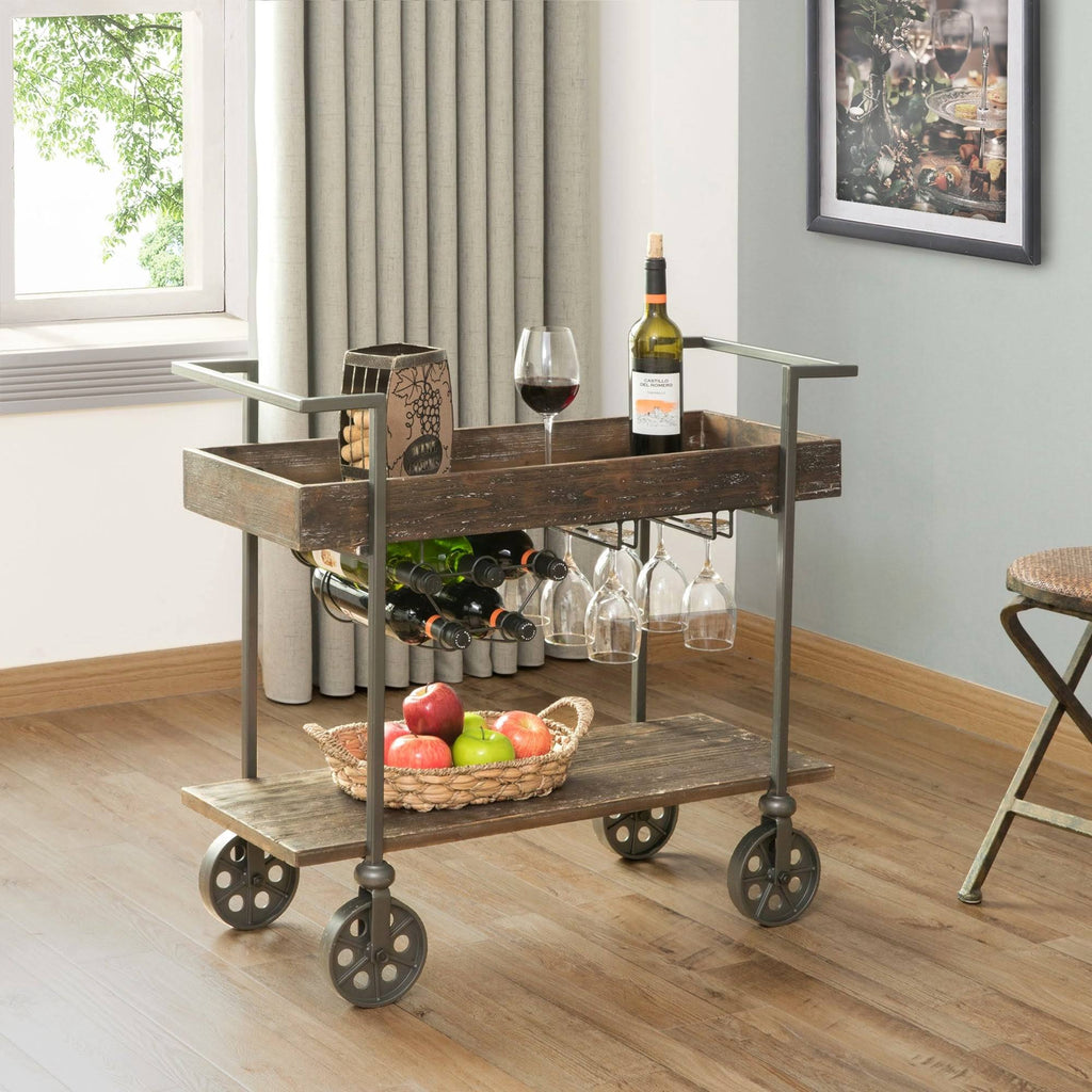 Black Wheeled Bar Cart V24609