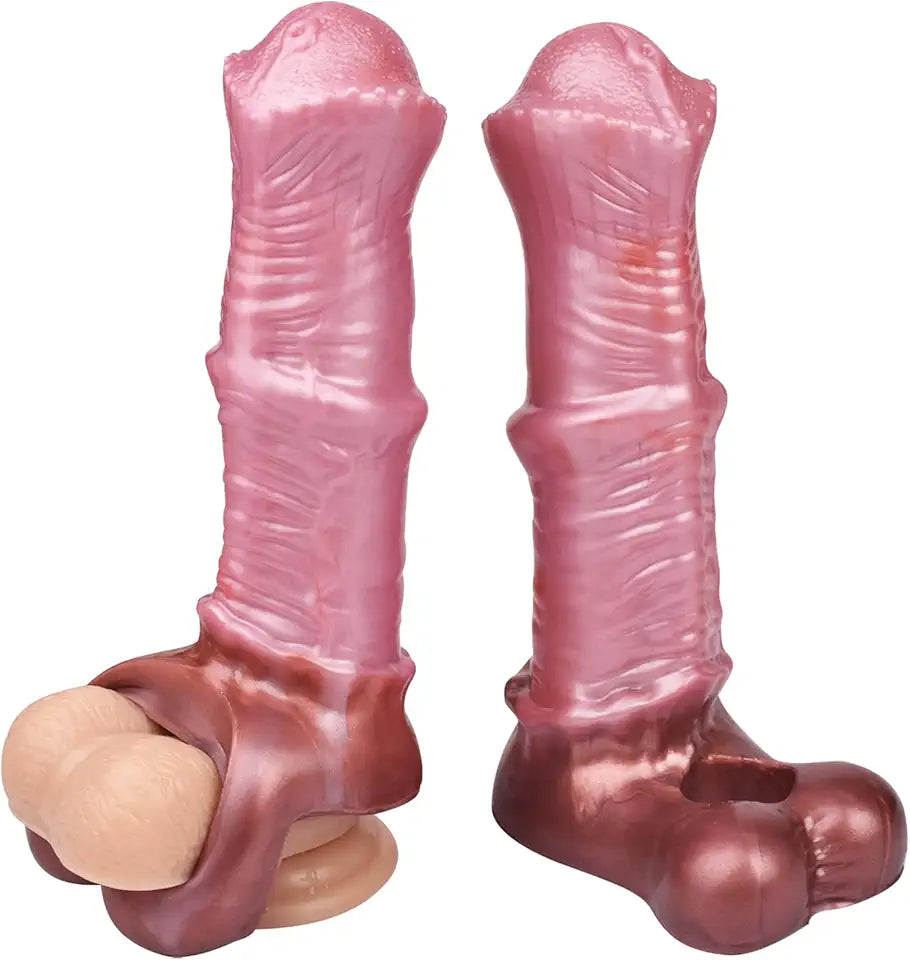 Silicone Penis Extender Sleeve Cock Ring Realistic Hollow Extension Adult Sex Toy F2440