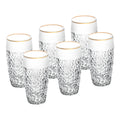 European Crystal Highball Tumbler Set of 6 16 oz Gold Rim L5887