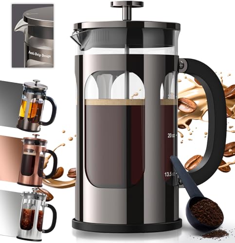 1 Liter French Press Coffee Maker Borosilicate Glass Stainless Steel L891