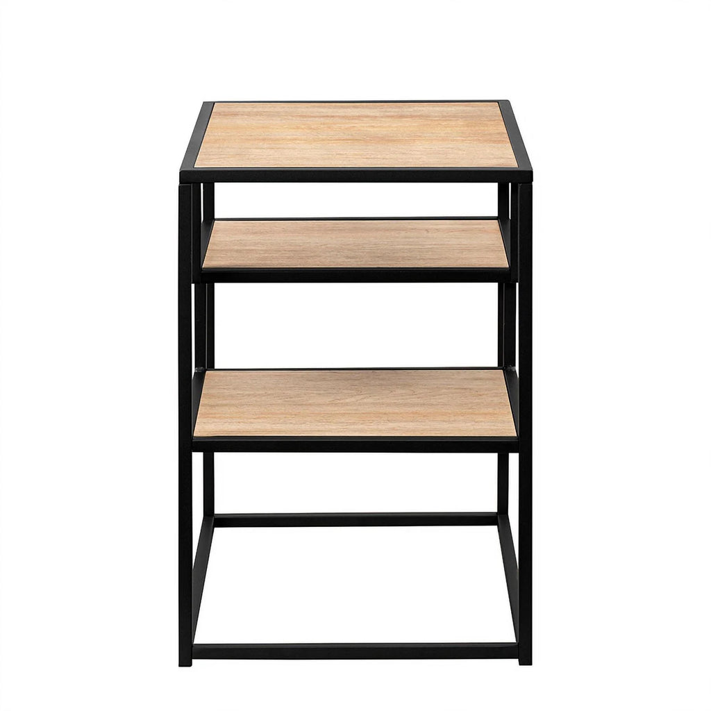 16" Metal and Wood Side Table C3083