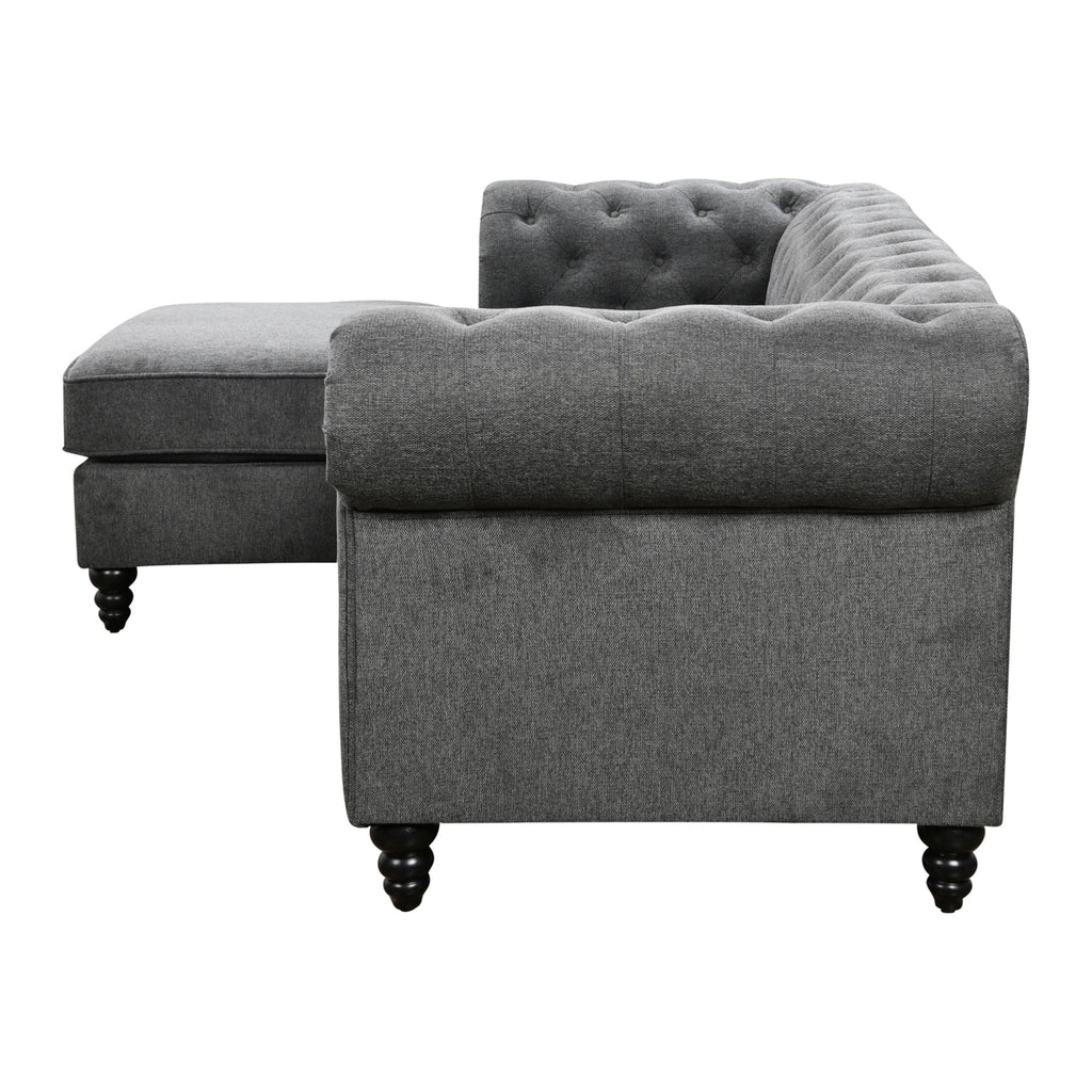 99" Gray Chesterfield Sofa with Chaise K856