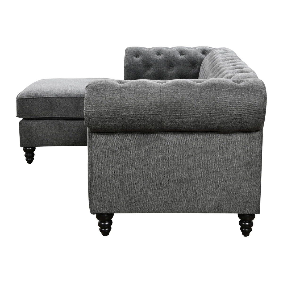 99" Gray Chesterfield Sofa with Chaise K856