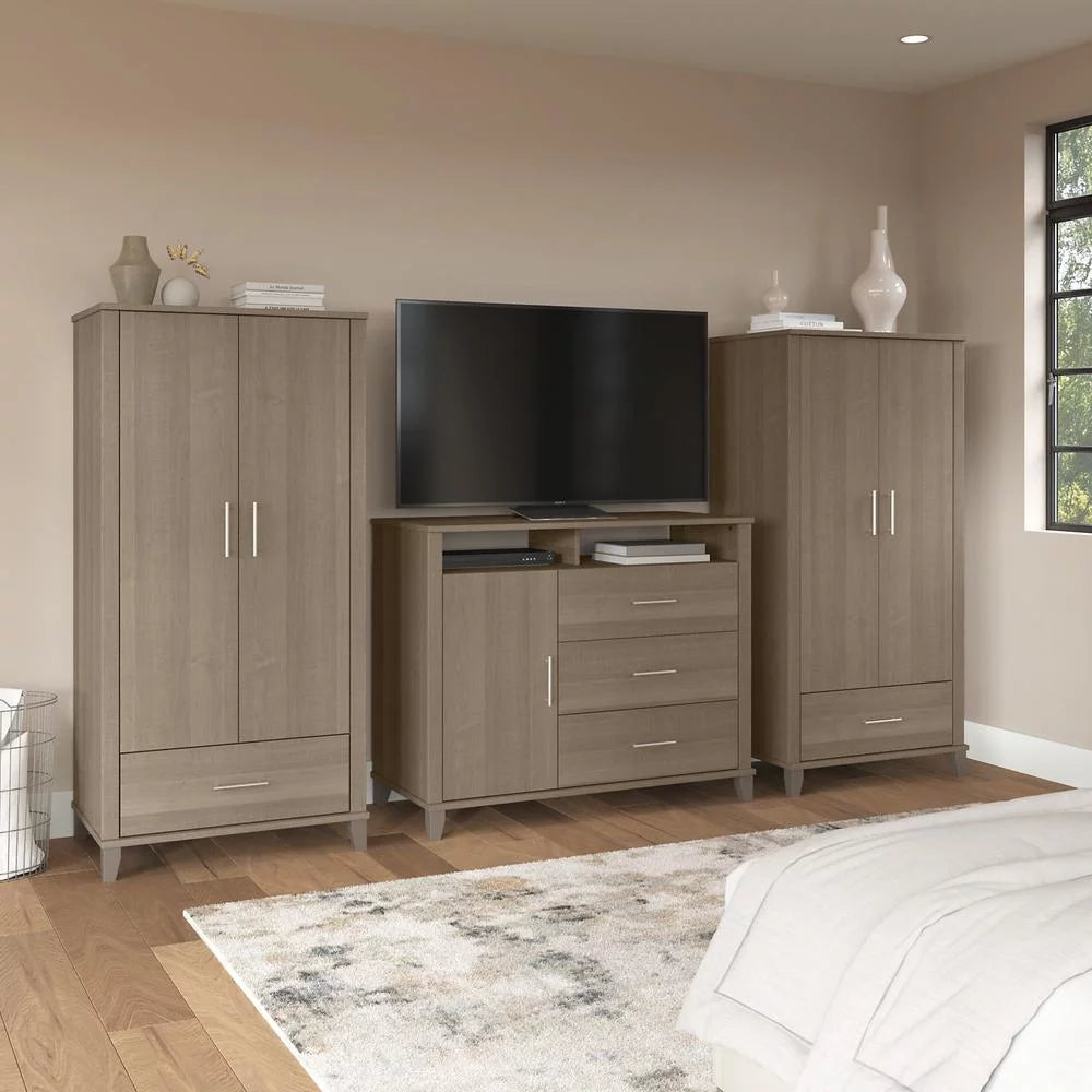 Ash Gray Engineered Wood Armoire Dresser TV Stand V267515