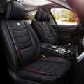 Black with Red Trim Full Set Water Proof Synthetic Leather Car Seat Cover V6259
