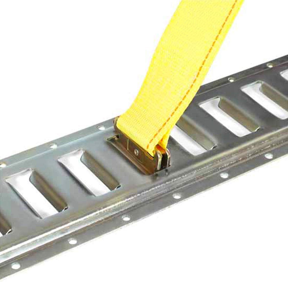 4 E-Track Ratcheting Straps Yellow Polyester Tie-Down Straps I529944