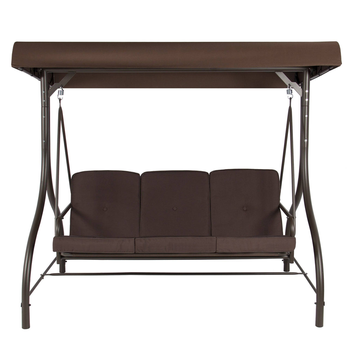 3-Seat Converting Outdoor Patio Swing with Canopy, Brown O598