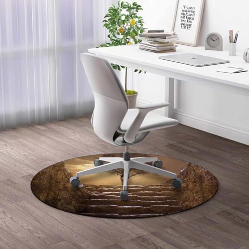 Green Tropical Leaves Round Rug 39 in Floor Protector Mat I5190