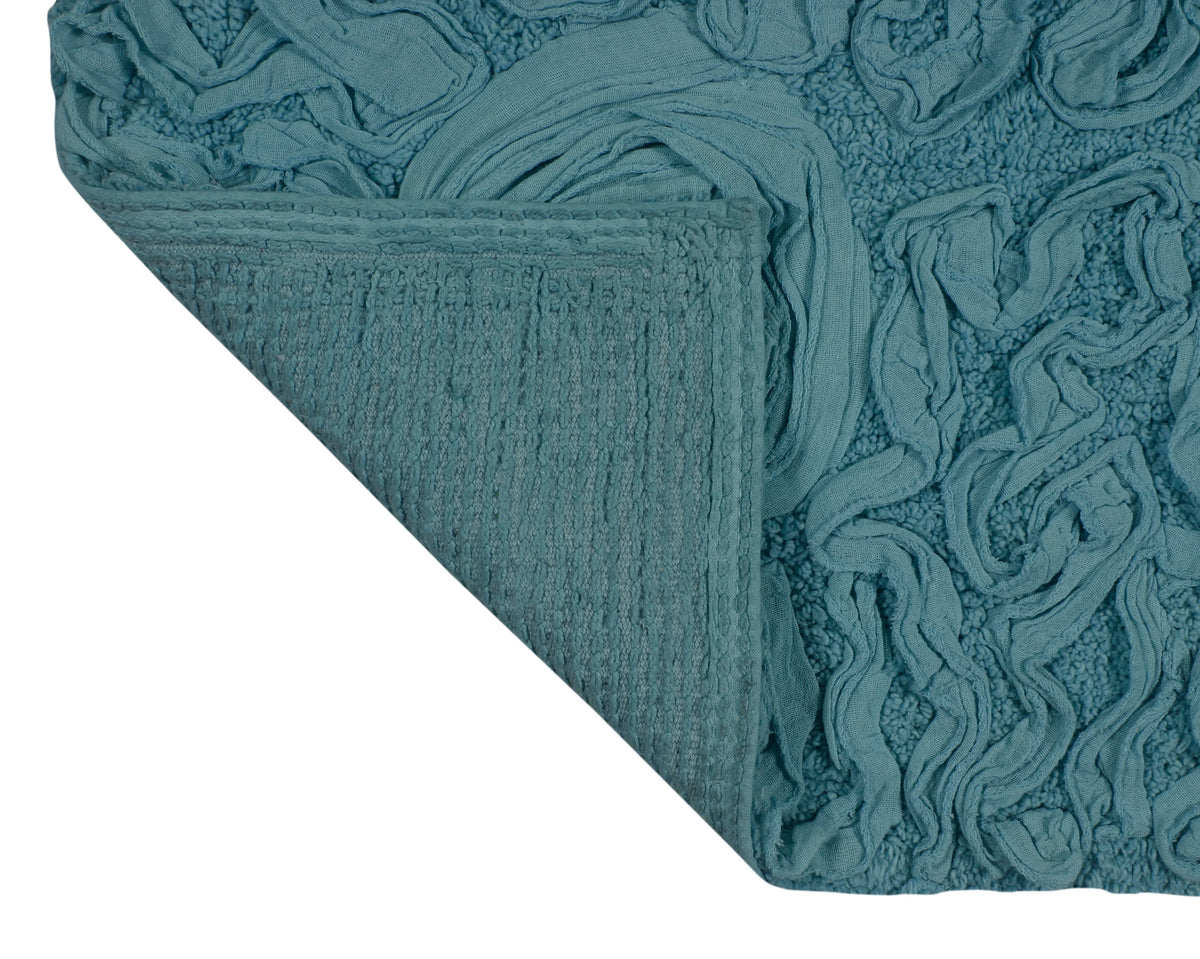 Blue 30" Round Cotton Bathroom Rug Q8163