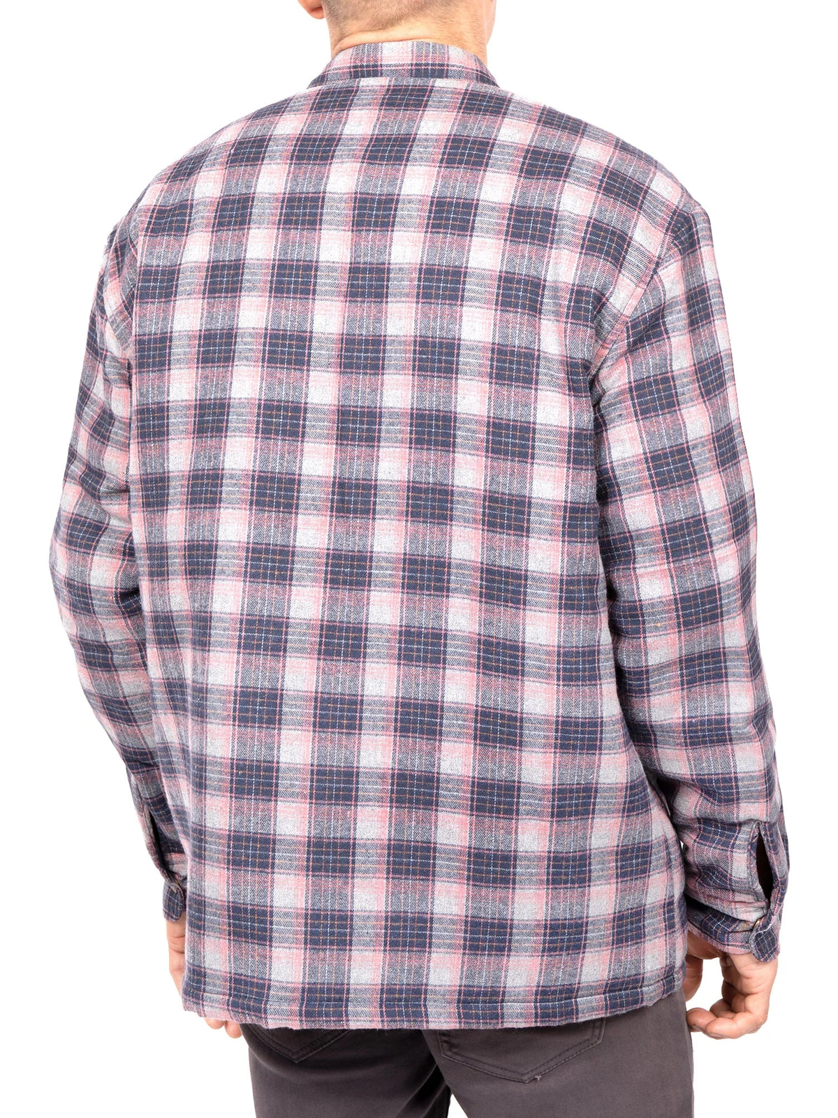 Men's Sherpa-Lined Flannel Button-Up Jacket X9780