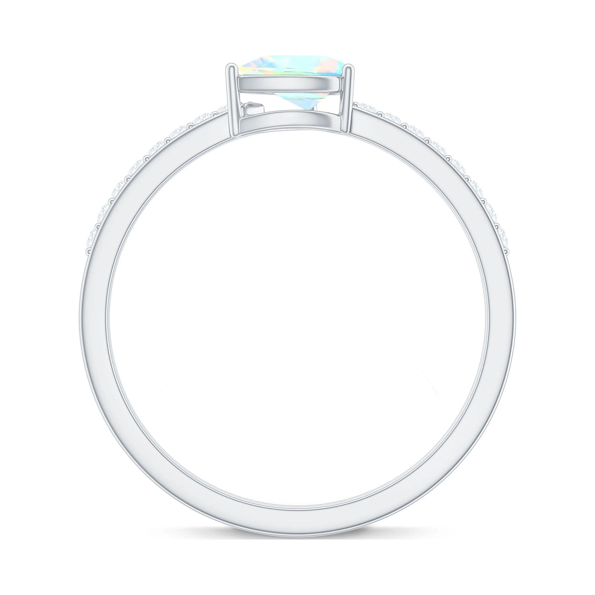 Solitaire Ethiopian Opal Ring with Diamond Side Stones, 925 Sterling Silver C741