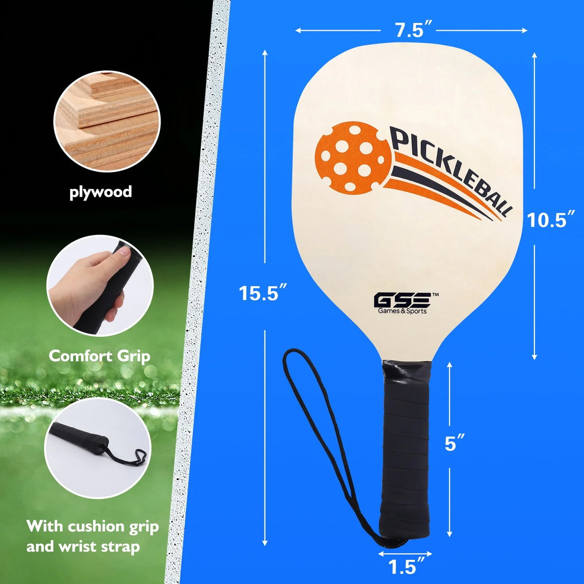 Portable Pickleball Net Set with 4 Paddles, 6 Pickleballs, Carrying Bag C351403