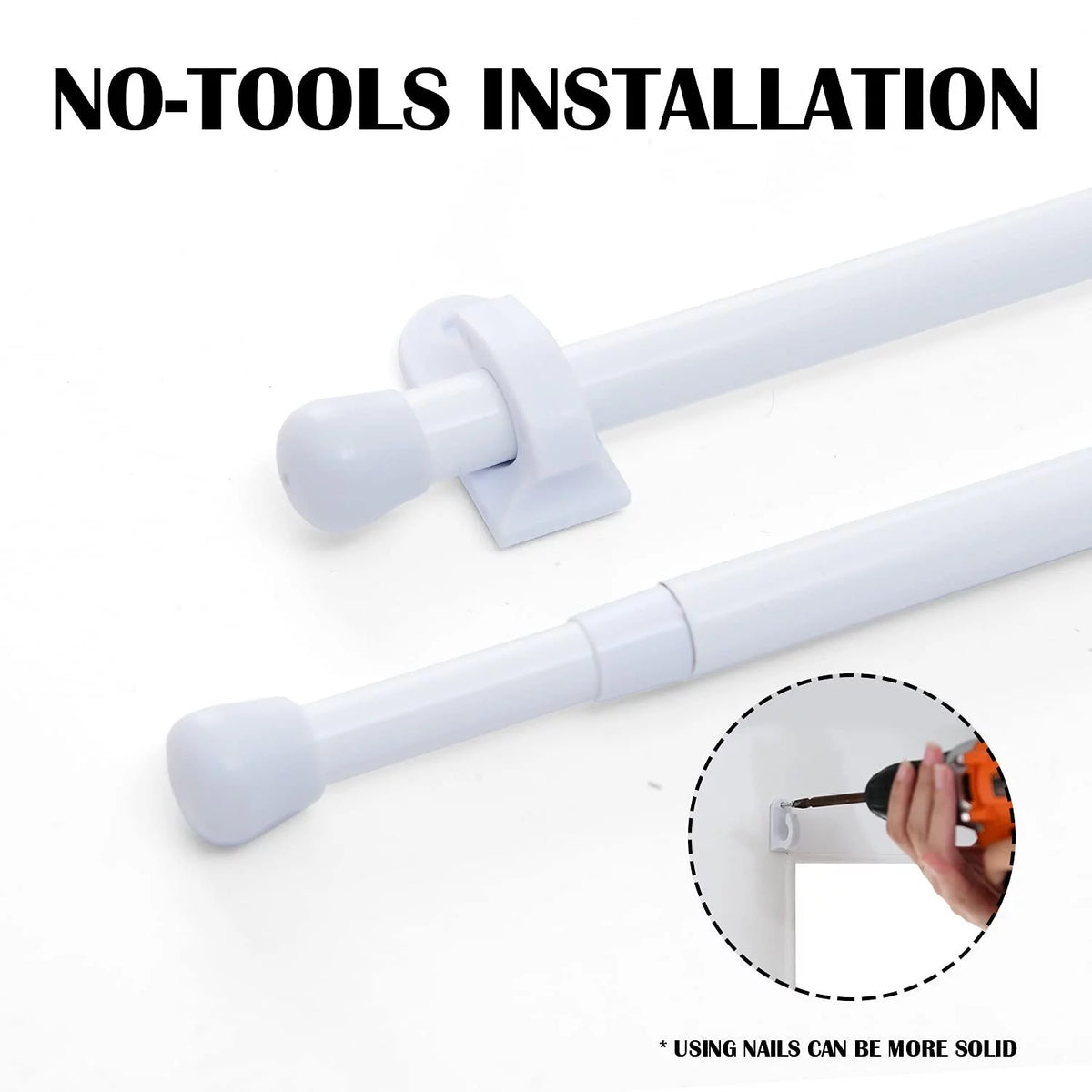 White 26" - 48" Adjustable Door Curtain Rods N525641