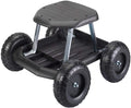 Black Rolling Garden Cart with Seat and Storage Tray Q5746