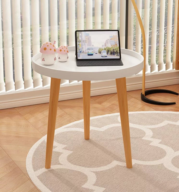 Round White Tray Side Table L593