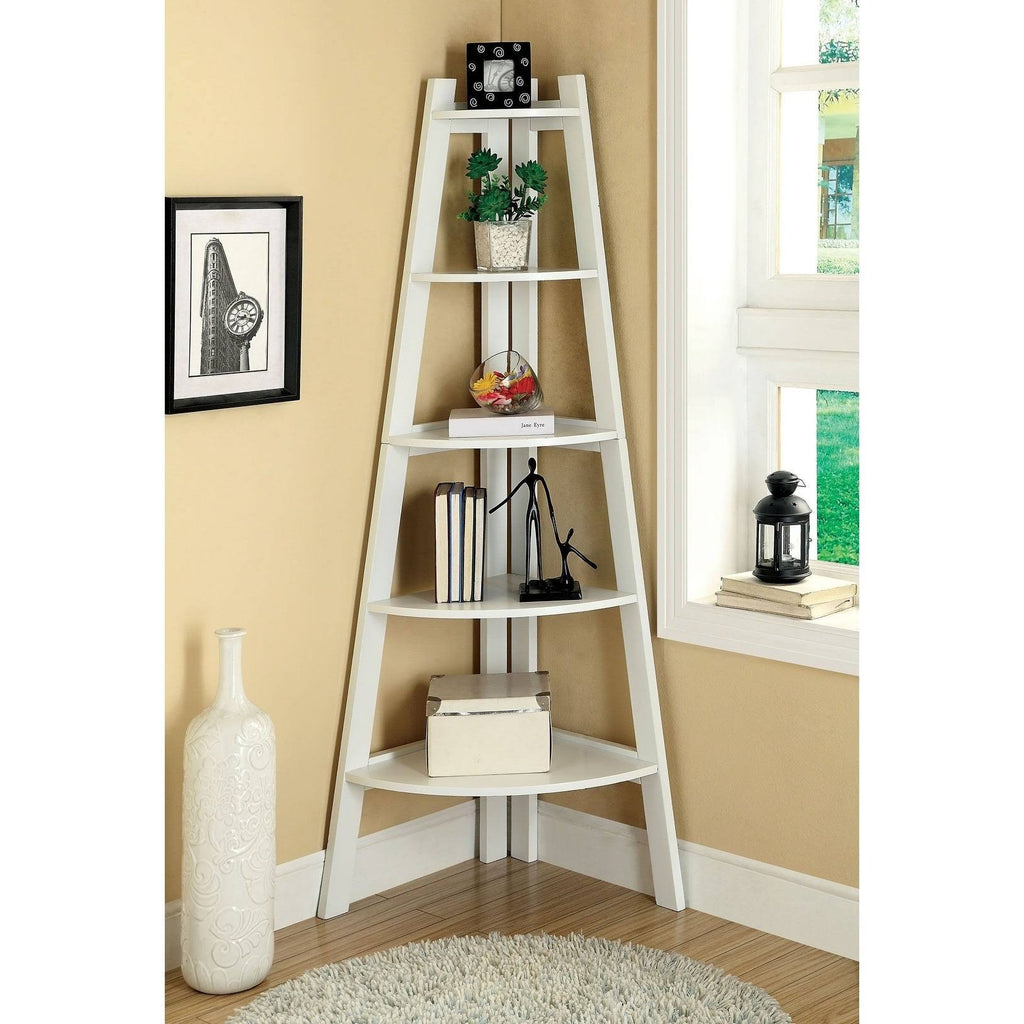 White Corner Ladder Shelf A168