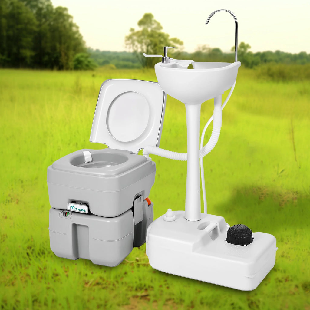 5.3 Gallon Portable Toilet and 17L Camping Sink G554