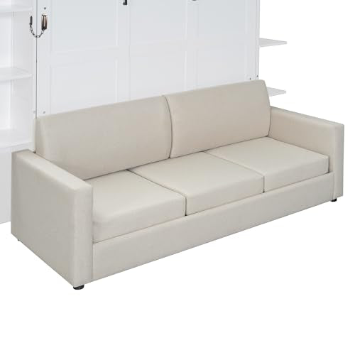 Queen Size Gray Murphy Bed with Sofa Cushion T77363