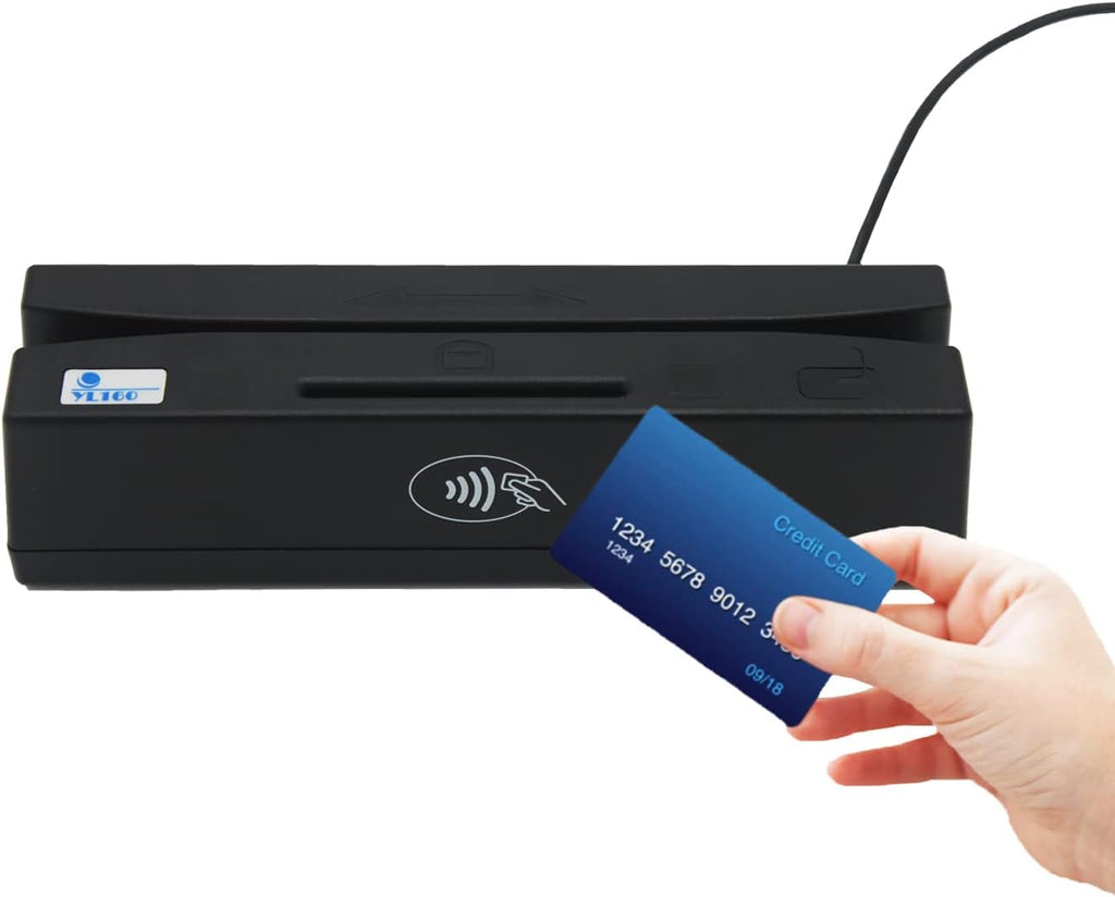 USB 4 in 1 Magnetic Card Reader with EMV Chip, PSAM, NFC Card Reader Writer Y784