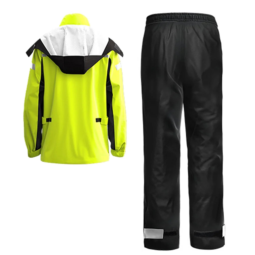 Men's Reflective Waterproof Motorcycle Rain Suit Jacket and Pants Set N4159