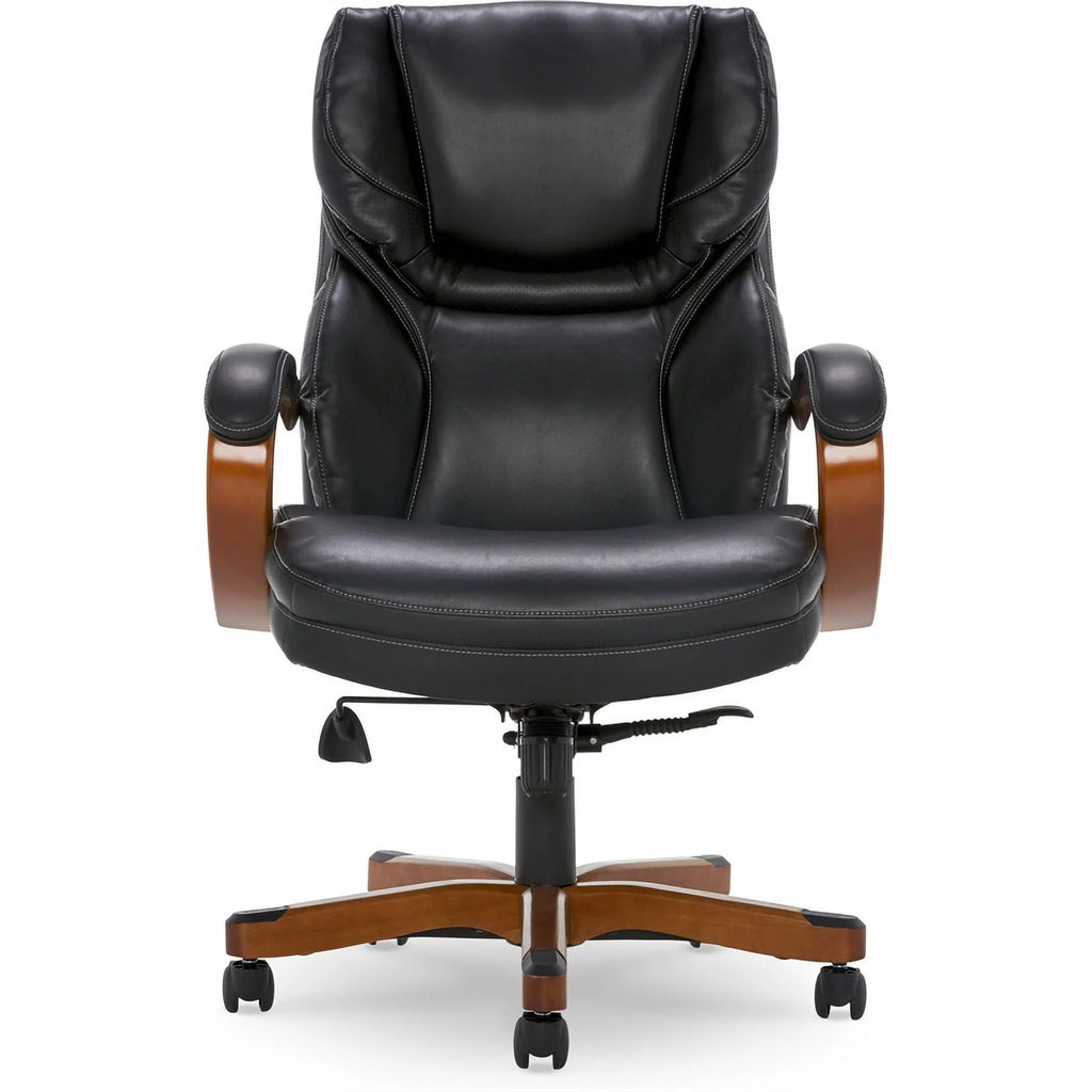 Big and Tall Executive Office Chair with Wood Accents Black N469