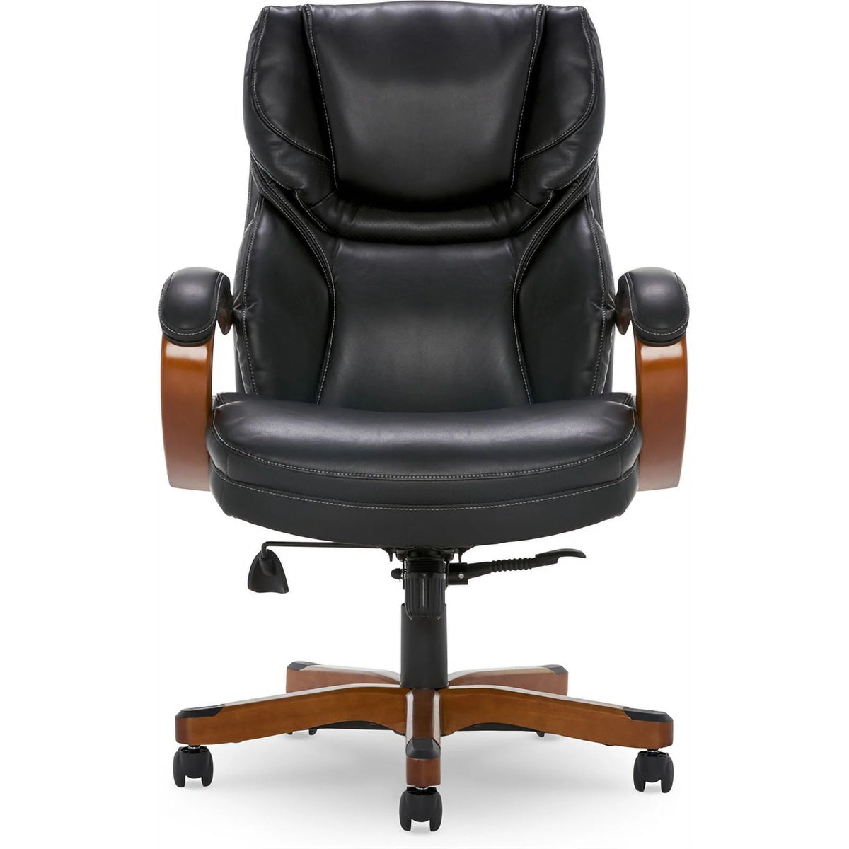 Big and Tall Executive Office Chair with Wood Accents Black N469