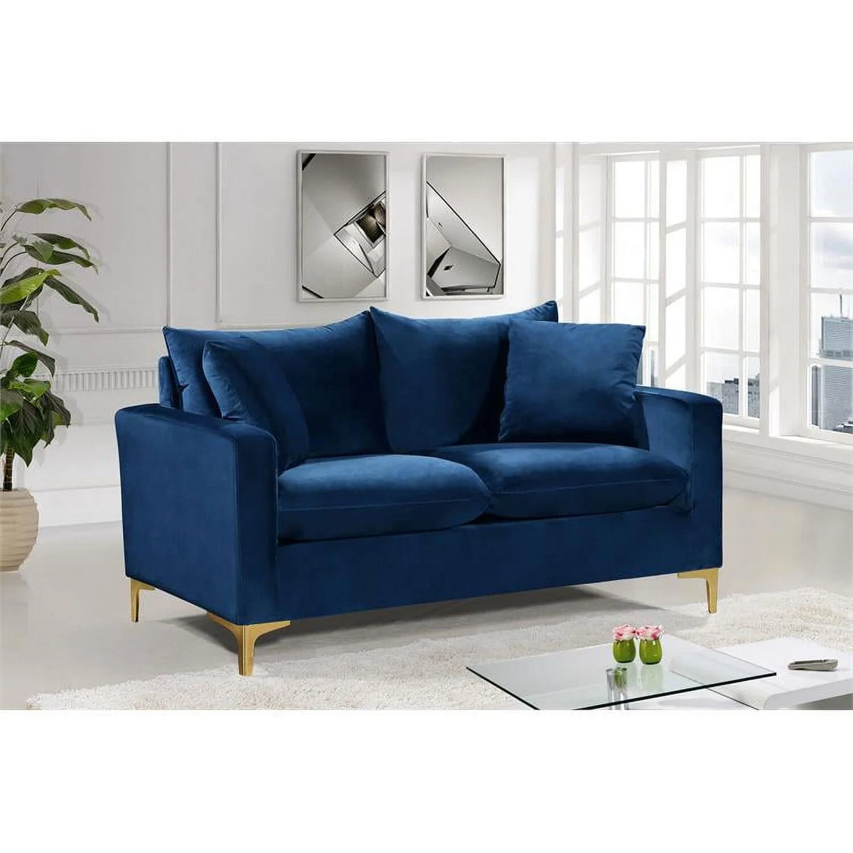 Navy Velvet Loveseat S41863