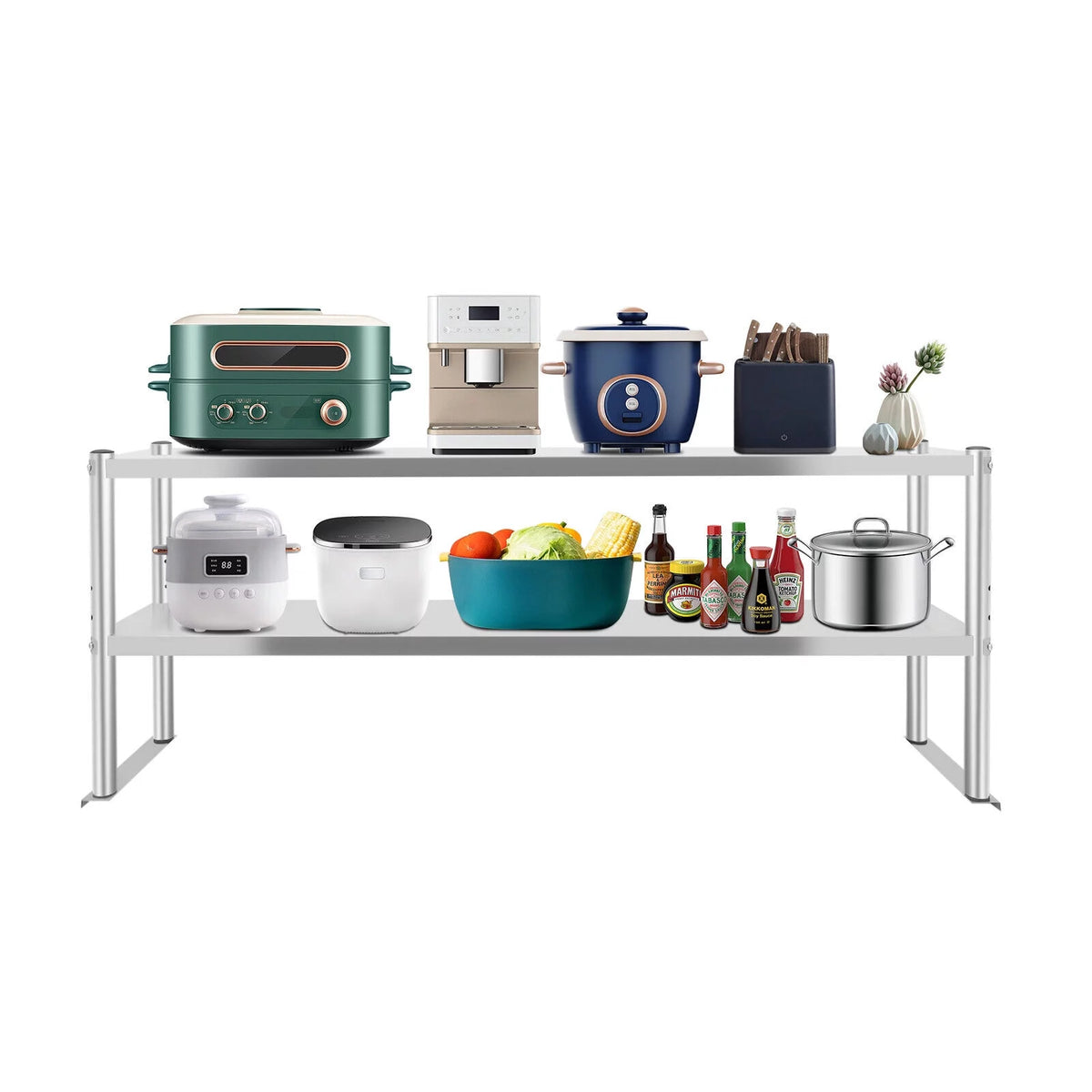 Stainless Steel Kitchen Prep Table with Overshelf L7139