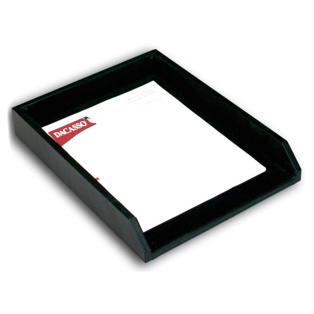 Black Leather Front-Load Letter Tray E693