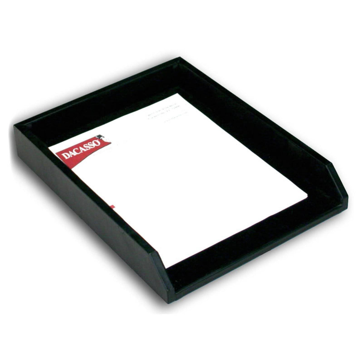 Black Leather Front-Load Letter Tray E693