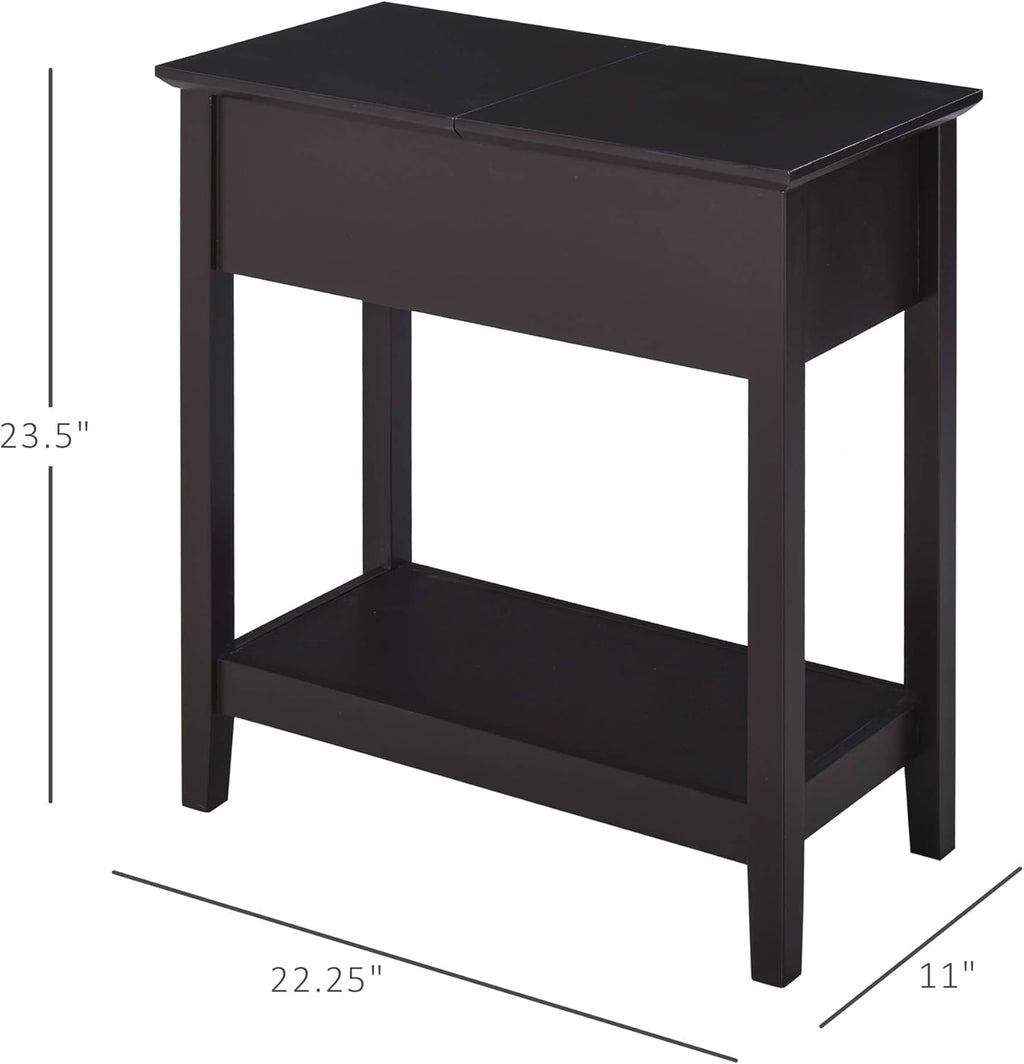 Flip Top Side Table with Storage Cabinet and Bottom Shelf V13312