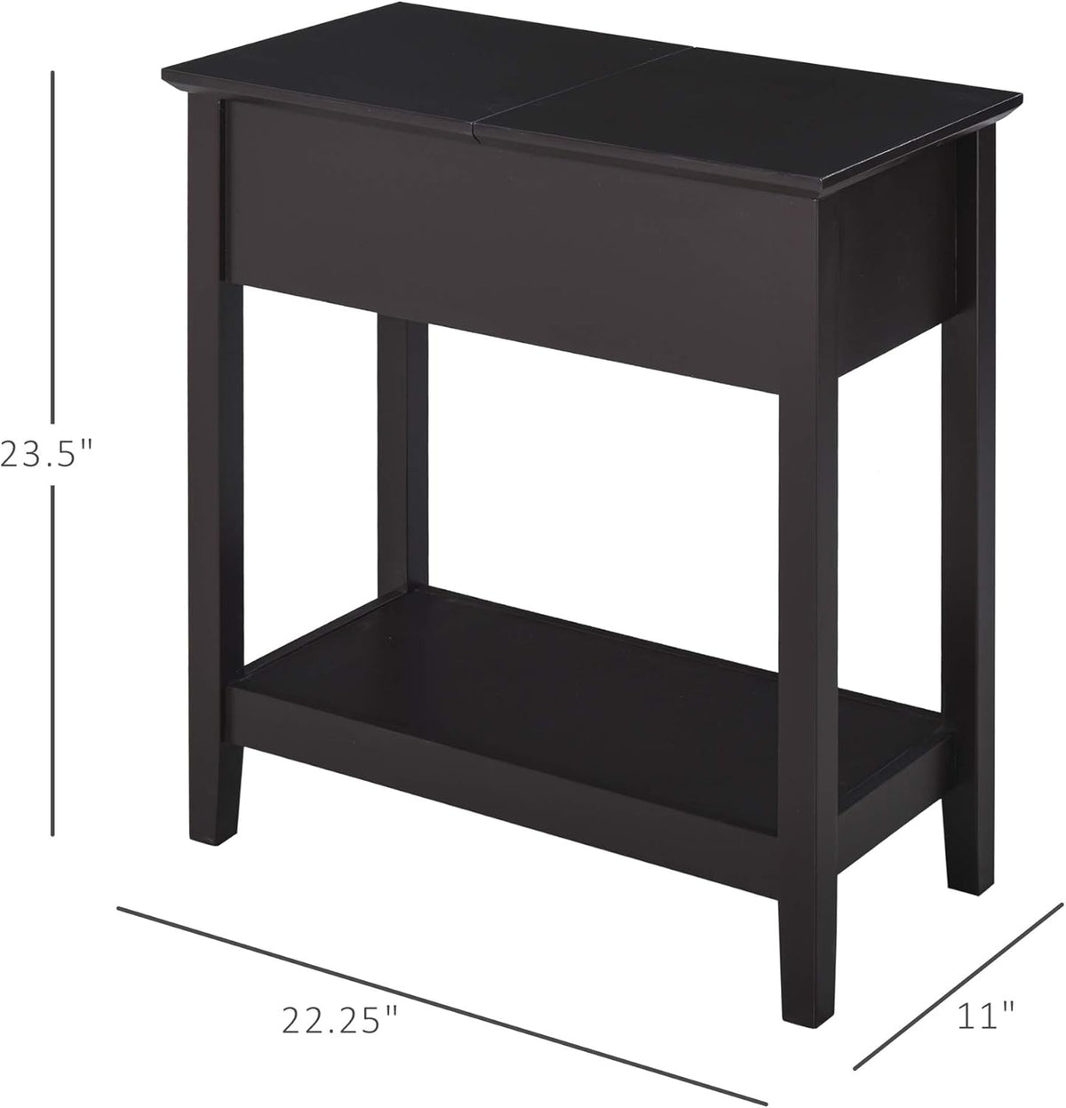 Flip Top Side Table with Storage Cabinet and Bottom Shelf V13312