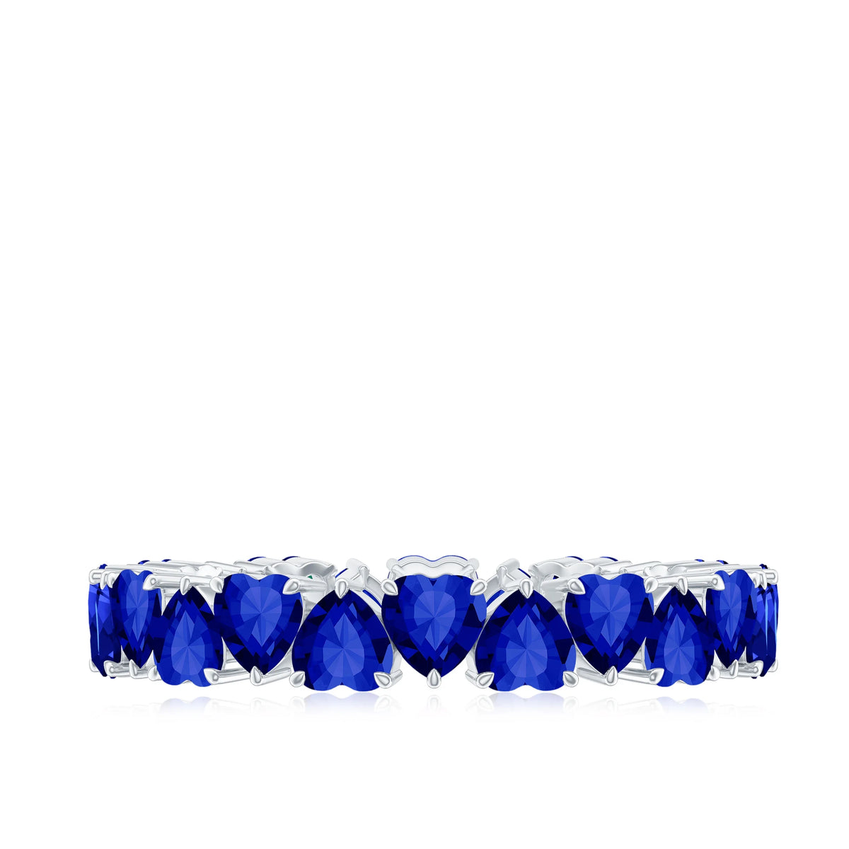 Heart Shape Lab Created Blue Sapphire Eternity Ring, 925 Sterling Silver Z98043