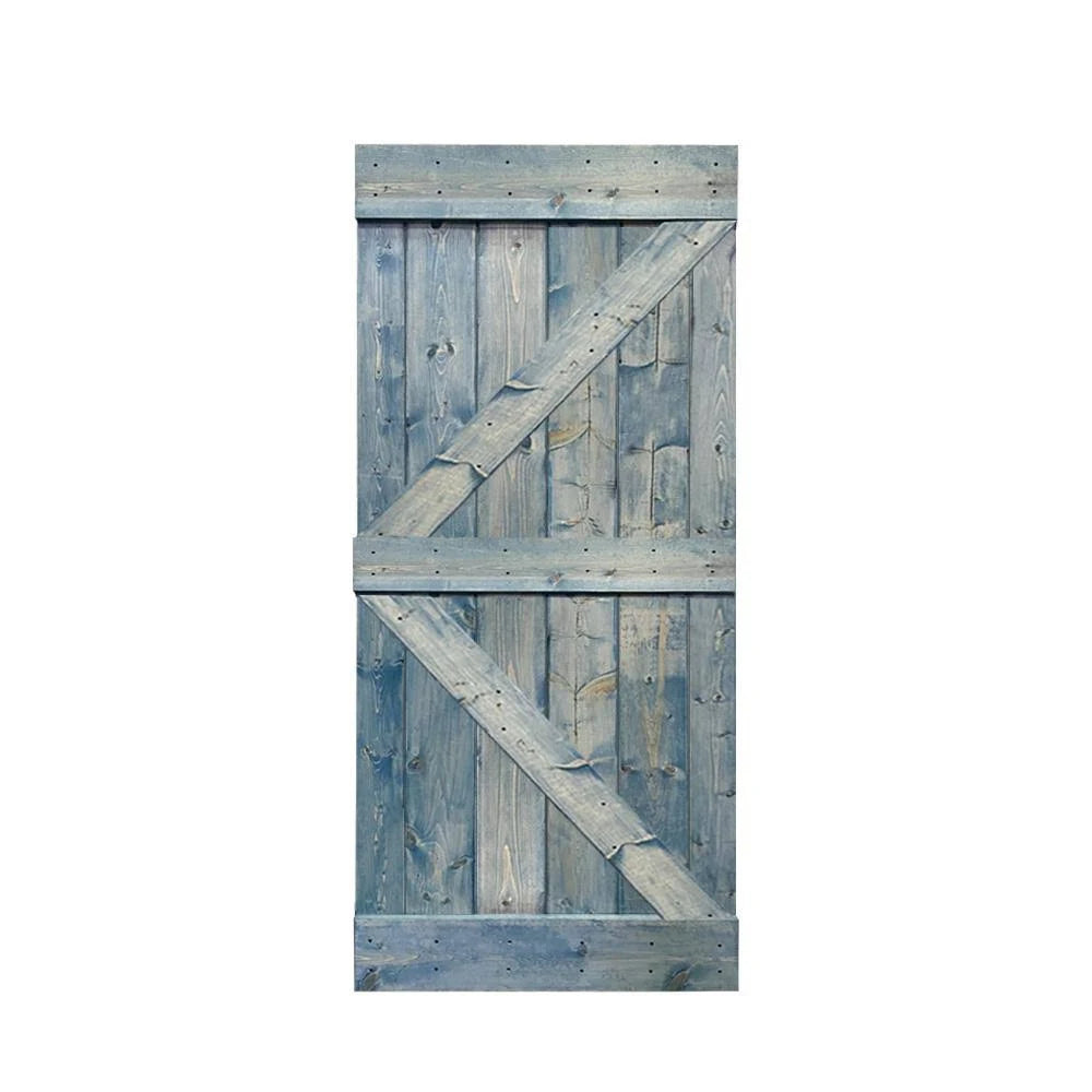 Worn Navy 30 x 84 Solid Pine Wood Interior Sliding Barn Door D618553
