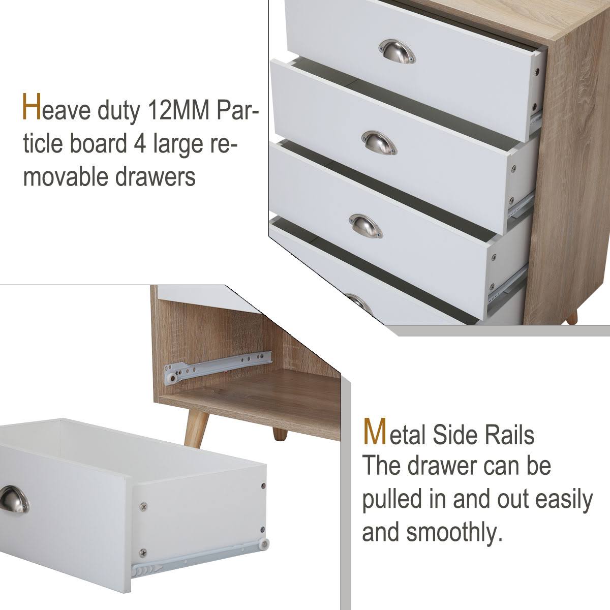 Brown 4 Drawer Nightstand Cabinet O734465