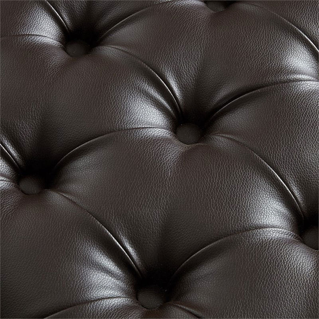 Espresso Oversized Faux Leather Tufted Ottoman M116618