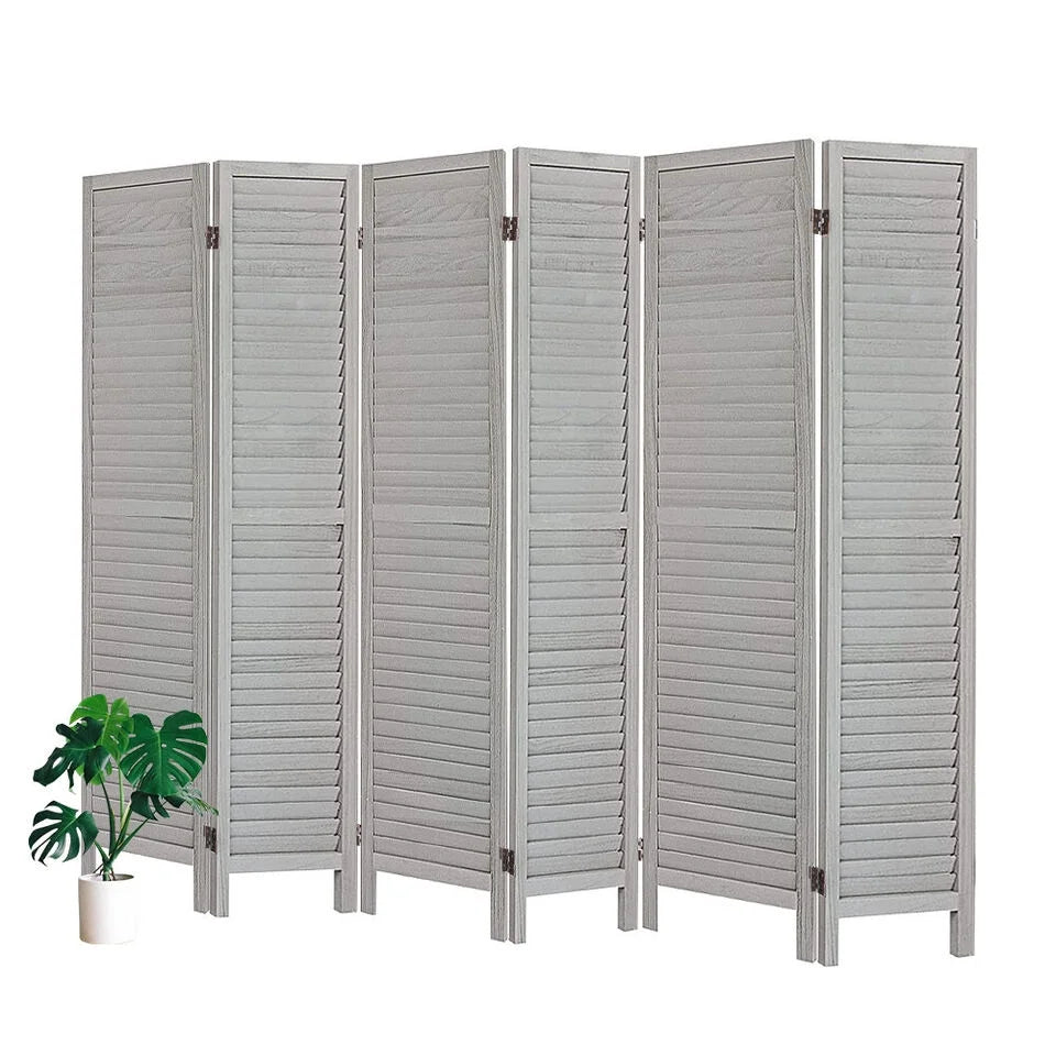 6 Panel Gray Wood Room Divider M34980