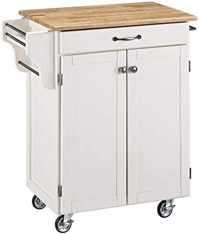 White Stainless Steel Top Kitchen Cart C349659