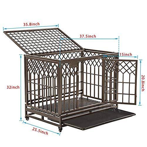 38x22 Heavy Duty Metal Dog Cage with Wheels, Brown E3110