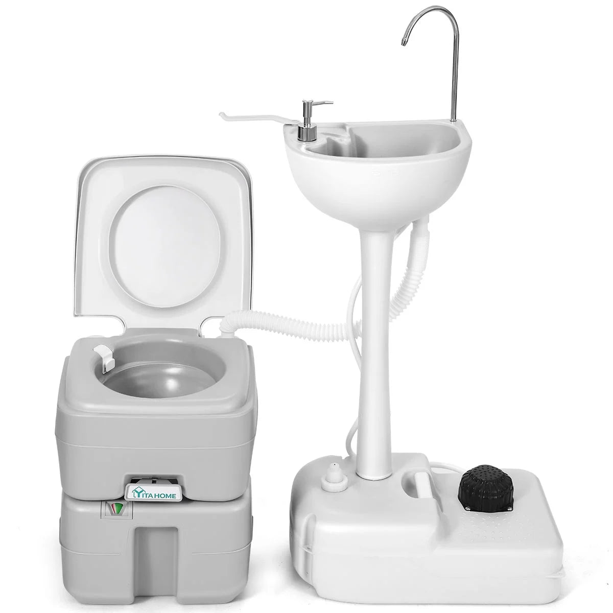 5.3 Gallon Portable Toilet and 17L Camping Sink G554