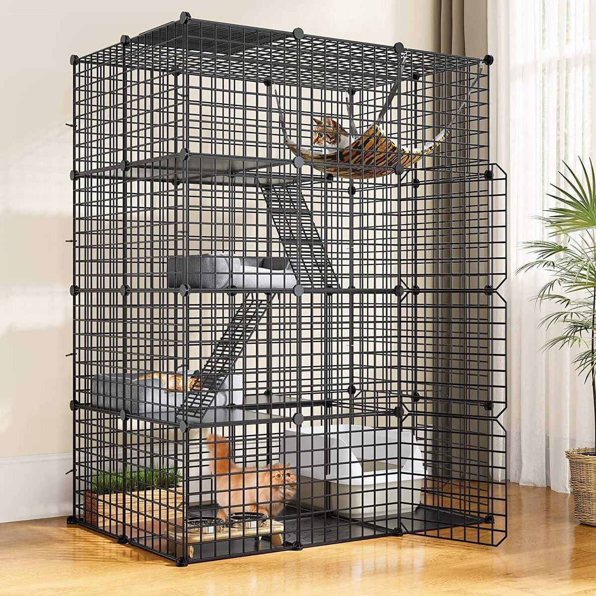 4-Tier Cat Cage Cat Hammock Metal Wire Cat Kennel Cat Playpen I293