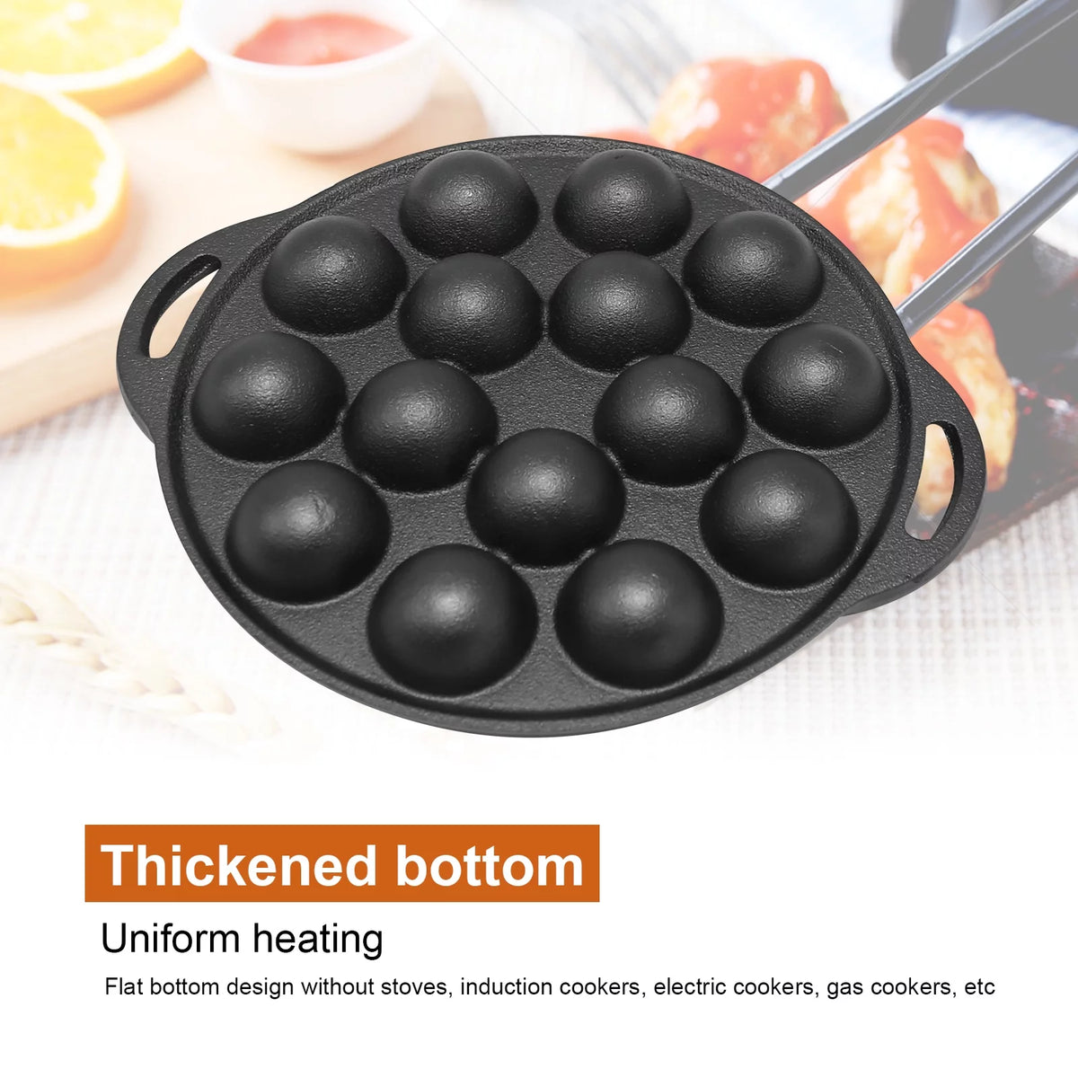 Cast Iron 15 Holes Takoyaki Pan H349494