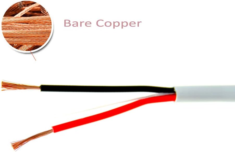 16/2 CMR Rated Solid Bare Copper 2 Conductors Audio Speaker Cable Wire White A9260