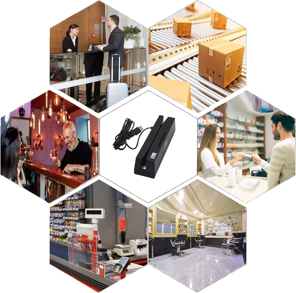 USB 4 in 1 Magnetic Card Reader with EMV Chip, PSAM, NFC Card Reader Writer Y784